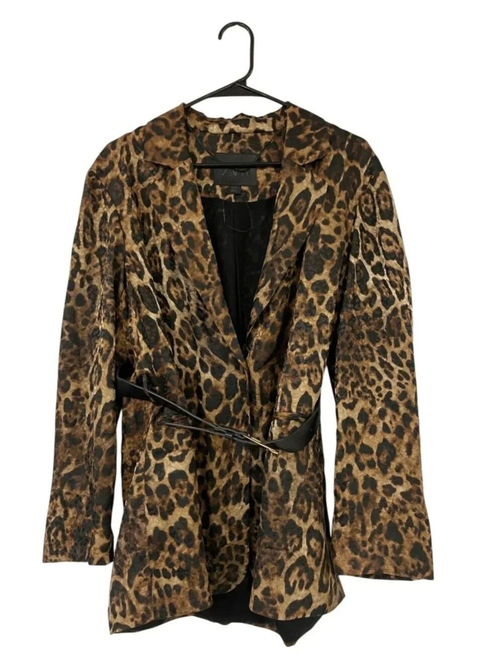 ZaraโWomens Blazer Jacket Small Brown Jacquard Animal Leopard 8640/156 NWOT